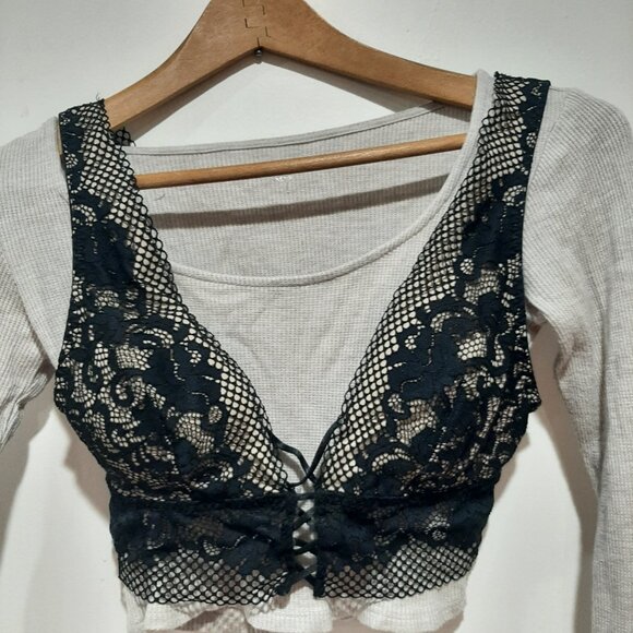 Lace and fishnet black Victoria secret sheer bralette top - Picture 6 of 7